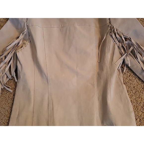 Native American Women's Western Real Leather Jacket With Fringe Hand Made Work - Picture 9 of 16